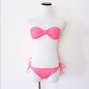 ♡ Xhilaration Neon Pink Crochet Bikini Set ♡